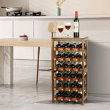 VASMIA Wine Rack Freestanding Floor, 6-Tier Display Wine Storage Shelves with Table Top, 24-Botttle Bamboo Wine Rack Shelf for Kitchen Bar Dining Room Living Room, Walnut VASMIA