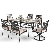 Sophia and William Outdoor Patio Dining Set for 6, Outdoor Table and Chairs, Removable Seat Cushions, 4 Fixed，2 Swivel Chairs, 59" Black Patio Dining Table Sophia & William