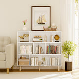 Furniwell 9 Cube Bookcase & Bookshelf, 3 Tier Storage Organizer with Legs, Freestanding Open Frame Book Shelves for Living Room, Office, White Furniwell