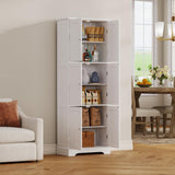 ChooChoo Tall Bathroom Storage Cabinet with 6 Doors, Freestanding Floor Cabinet with Adjustable Shelves, White Pantry Cabinet for Bathroom, Kitchen, Laundry Room ChooChoo