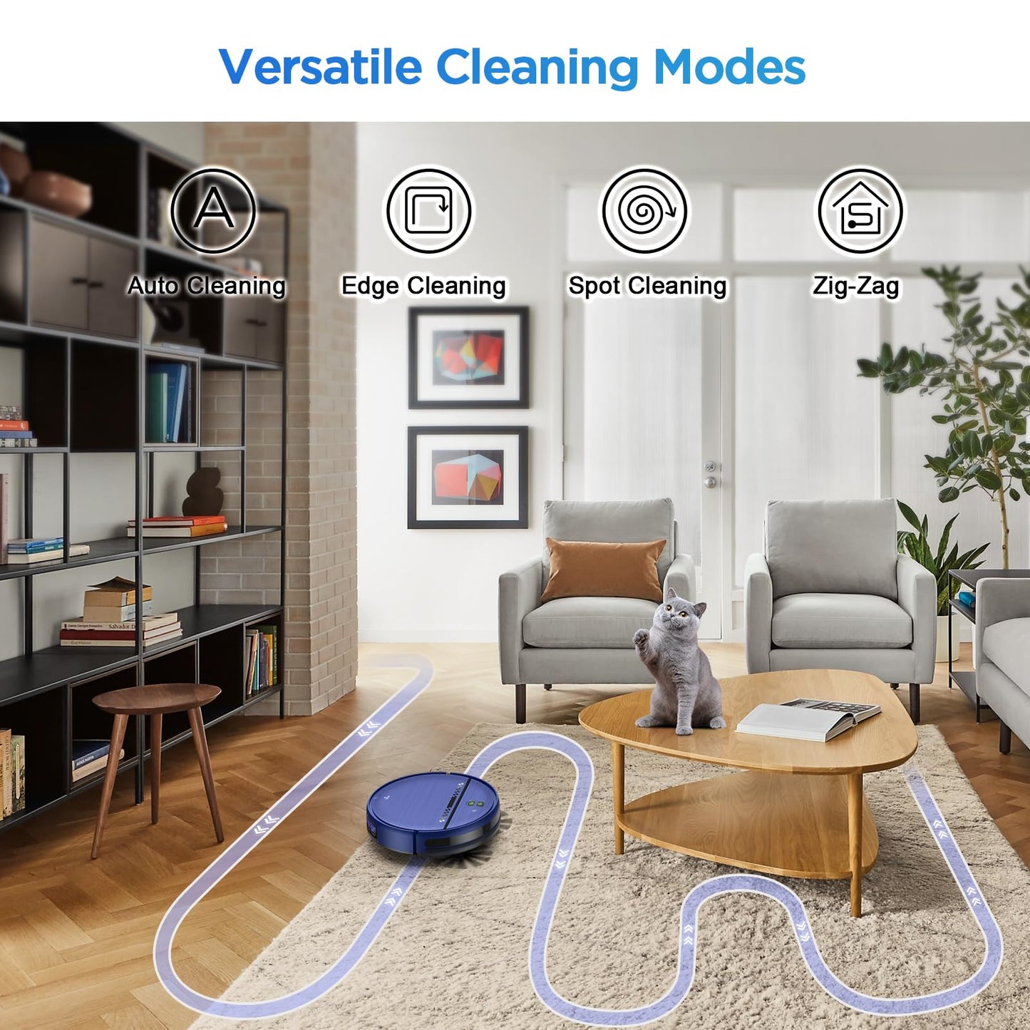 ZC WAS Robot Vacuum and Mop Combo, 2-in-1 Robot Vacuum Cleaner, Perfect for Pet Hair, Hard Floor and Carpet, Anti-Bump, Anti-Fall, App, Voice and Remote Control