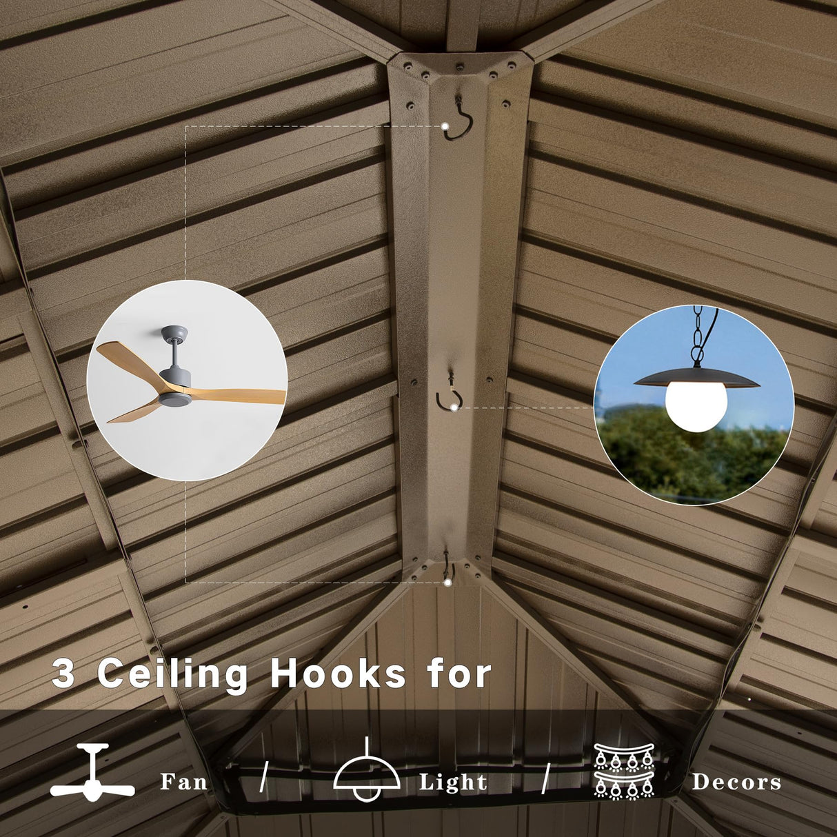 Domi 10'x14' Cedar Wood Gazebo with Double Roof Steel Hardtop,Solid Wood Frame Gazebo,Curtains and Netting Included for Garden, Backyard domi outdoor living