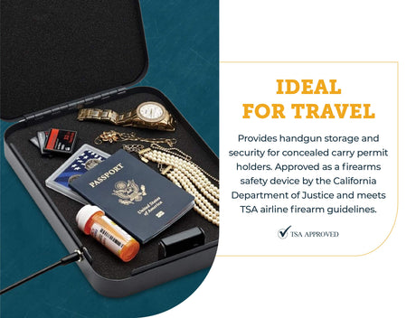 SnapSafe Portable Combination Lock Box for Guns and Valuables - Includes Lock Box (with 3-Digit Combination Lock) and Patented Security Cable - an Ideal Car Gun Safe - XL, 10 x 7 x 2 Inches SnapSafe