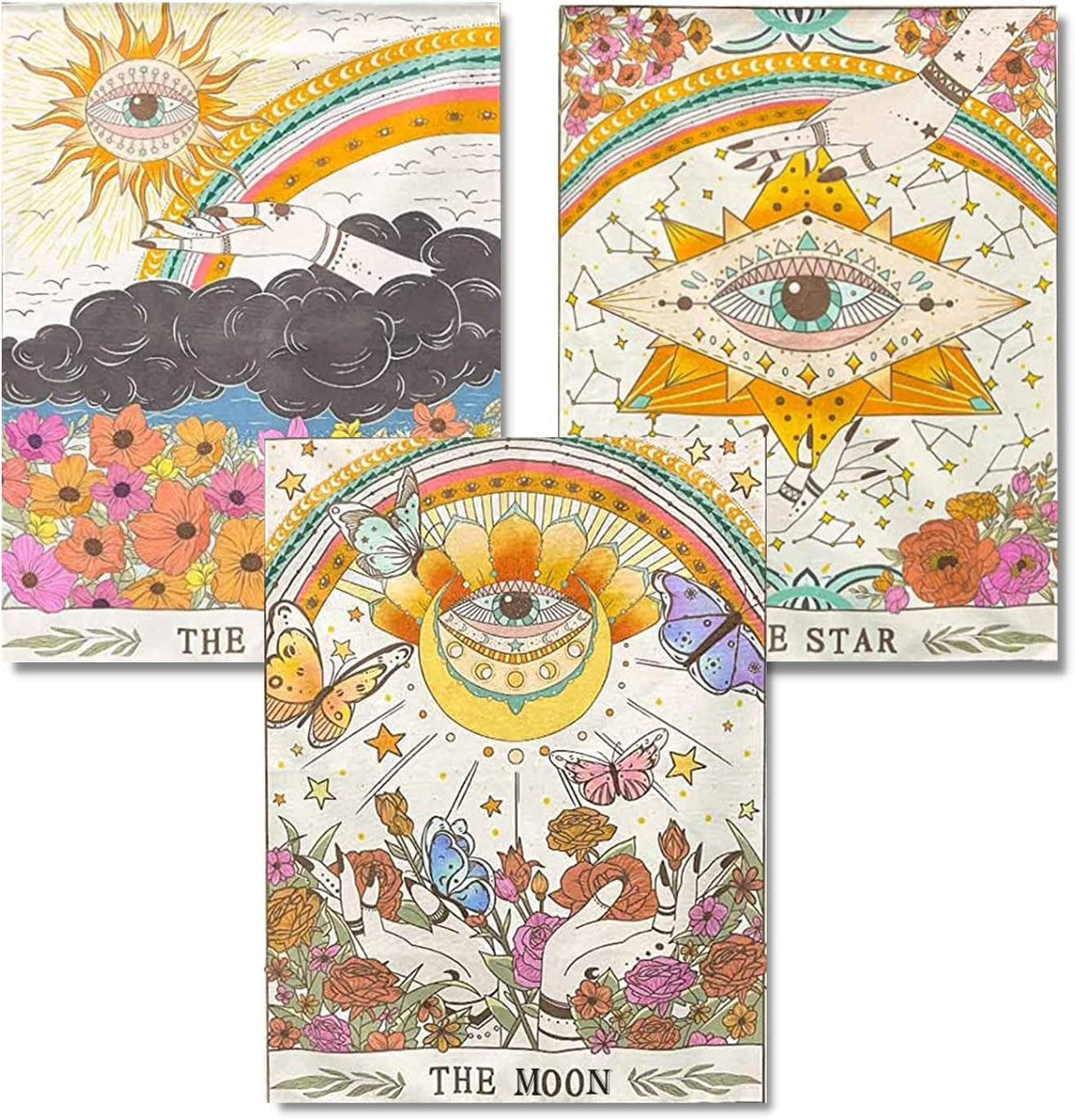 GemZono 3 Pieces Tarot Sun Moon & Stars Adult Diamond Painting Kit, 5D Diamond Art Round Full Diamond Painting Kit, Polka Dot Diamond Digital Painting Kit for Beginners (11.8x15.7in) GemZono