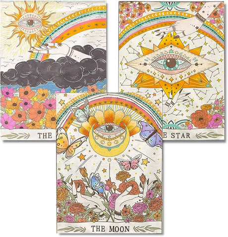 GemZono 3 Pieces Tarot Sun Moon & Stars Adult Diamond Painting Kit, 5D Diamond Art Round Full Diamond Painting Kit, Polka Dot Diamond Digital Painting Kit for Beginners (11.8x15.7in) GemZono