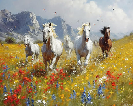 LAENAKR Paint by Numbers, Galloping Horses in Valley, Adult Crafts Adult Paint by Number Kits, Arts Crafts for Home Decor (No Frame,16x20 inch) LAENAKR