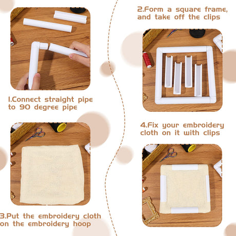 Janinka Embroidery Hoop 3 Pcs Cross Stitch Hoops and Frames White Rectangular Cross Stitch Embroidery Snap Frame DIY Sewing Tool for Quilting Silk-Painting 6 x 6, 8 x 8, 11 x 11 in(White) Janinka