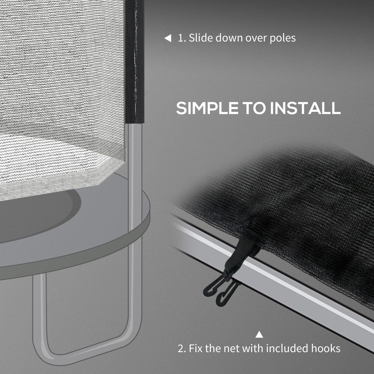 Soozier Trampoline Safety Net for 14ft Round Trampoline with 8 Straight Poles Poles Not Included, Weather Resistant Trampoline Net Replacement Enclosure with Yellow Zippered Entrance, Blue Soozier