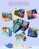 AirMyFun Inflatable Bounce House, Bouncy House with Double Slide,Jumping Bouncing House, Bounce Castle for Kids Indoor Outdoor, Playhouse with Basketball Rim, Pitching Game AirMyFun