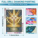 TOPMCYSG Jesus Cross Diamond Art Kits for Adults,Round 5D Diamond Painting Kits for Beginners,DIY Full Drill Diamond Dots Paintings Picture Christ Religious Gem Art and Crafts Home Wall Decor 12x16 in TOPMCYSG