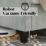 Jocisland Queen Size Bed Frame with 51.6” Wingback Tufted Velvet Headboard, Modern Upholstered Platform Bed, No Box Spring Needed, Easy Assembly, Light Grey Jocisland