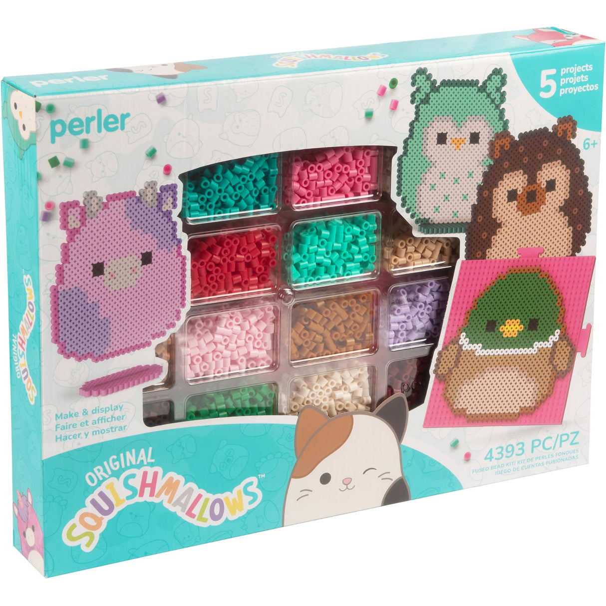 Perler Squishmallows Fused Bead Activity Kit with 5 Unique Patterns, Finished Project Sizes Vary, Multicolor 4393 Pieces Perler