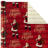 Hallmark Christmas Wrapping Paper Rolls - Traditional Holiday Gift Wrap Paper (Set of 3 Reversible Rolls: 120 sq. ft. ttl.) Red and Gold Snowflakes, Stripes, Plaid, Santa's Sleigh Hallmark