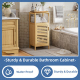 HITNET Bathroom Cabinet Freestanding, Small Bamboo Floor Cabinet, 4 Tier Single Door Sofa Side Table Storage Organizer, Space Saving Kitchen Cupboard, Natural HITNET