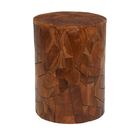 Deco 79 Teak Wood Handmade Side End Accent Table, 17" x 12" x 12", Brown