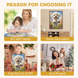 MEIYUDA Dog Diamond Art Kits for Adults, 5D Cute White Doggy Diamond Art Kits for Beginners, DIY Round Full Drill Diamond Gem Art with Painting Tools for Home Wall Decor 12x16 Inch MEIYUDA