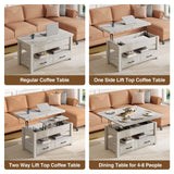 Rolanstar Coffee Table Lift Top, Multi-Function Convertible Coffee Table with Drawers and Hidden Compartment, Converts to Dining Table for Living Room, Home Office,Grey Rolanstar