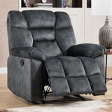 CANMOV Manual Recliner Single Sofa, Wall-Hugger Reclining Couch, Upholstered Sofa Chair with Armrests, Fabric Reclining Couch with Soft Cushion for Living Room, Grey CANMOV