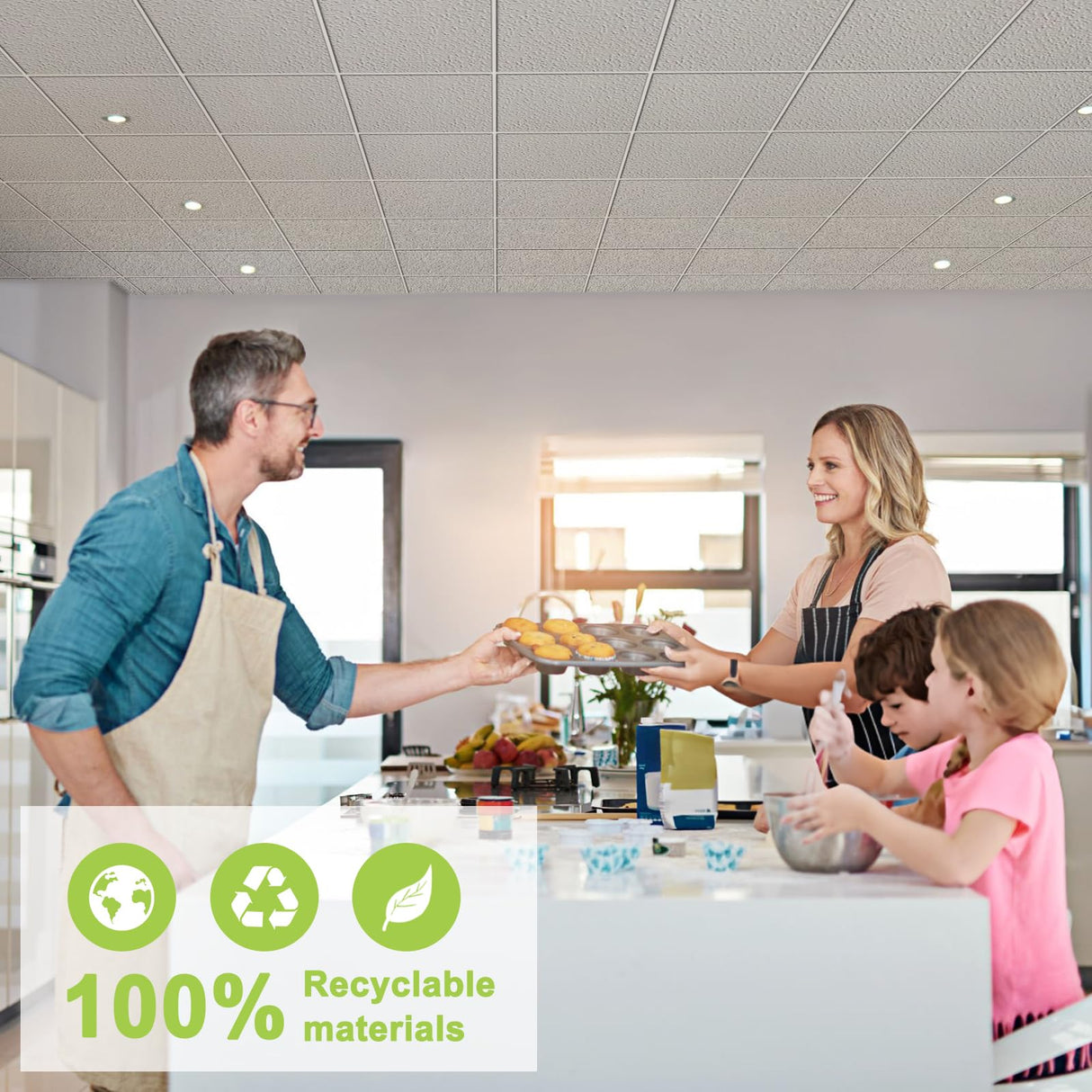 2ft x 4ft Drop Ceiling Tiles，Printed Pro Ceiling Tiles 24 x 48in. Waterproof, Washable and Fire-Rated - Reusable - High-Grade PVC to Prevent Breakage-Package of 10 Tiles Noooza