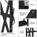 Yaheetech 40" Console Table with Power Outlets and USB Ports, Wood Entryway Table with Charging Station & Storage Shelf, Narrow 2-Tier Sofa Table for Living Room Hallway Foyer, Black Yaheetech