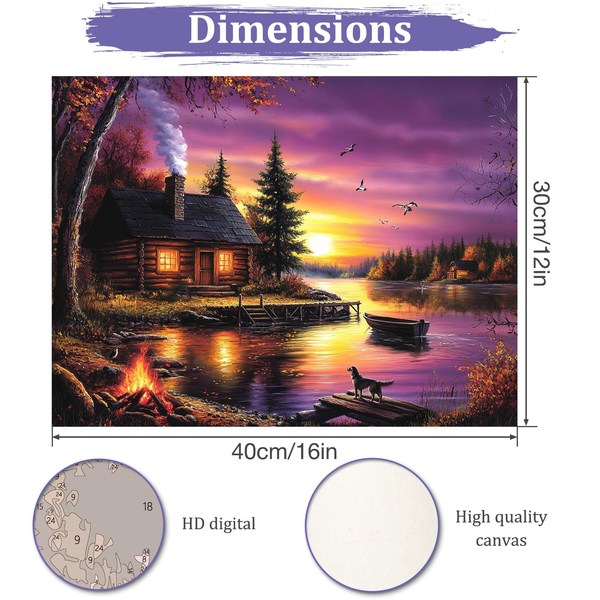 MAXBYE Lake House Paint by Numbers Kits for Adults Beginner, Autumn Landscape Adult Paint by Number On Canvas, Easy Oil Painting Kits for Home Wall Decor Gift 16x20 Inch MAXBYE