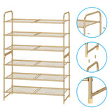 Simple Trending 3-Tier Stackable Shoe Rack, Expandable & Adjustable Shoe Shelf Storage Organizer, Metal Mesh, Gold Simple Trending