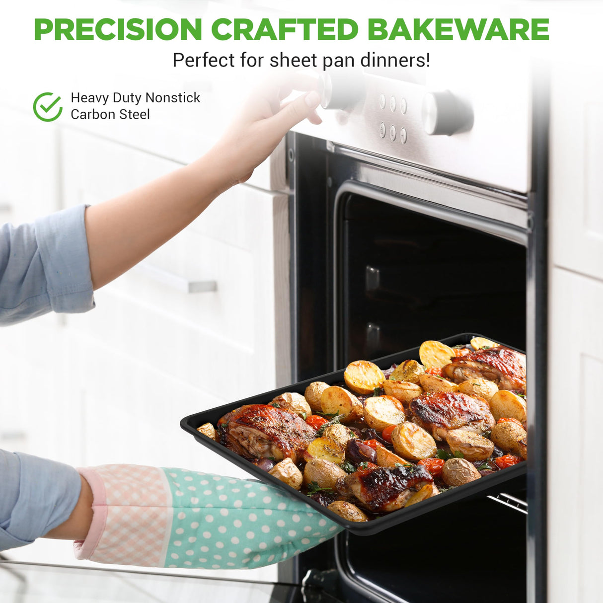 NutriChef Nonstick XL Cookie Sheet Baking Pan - Extra Large 22 Inch x 16 Inch with Raised Edges, Thick Carbon Steel Oven Baking Sheet for Jelly Rolls, Cookies, Cakes, & Pastries - Black NutriChef