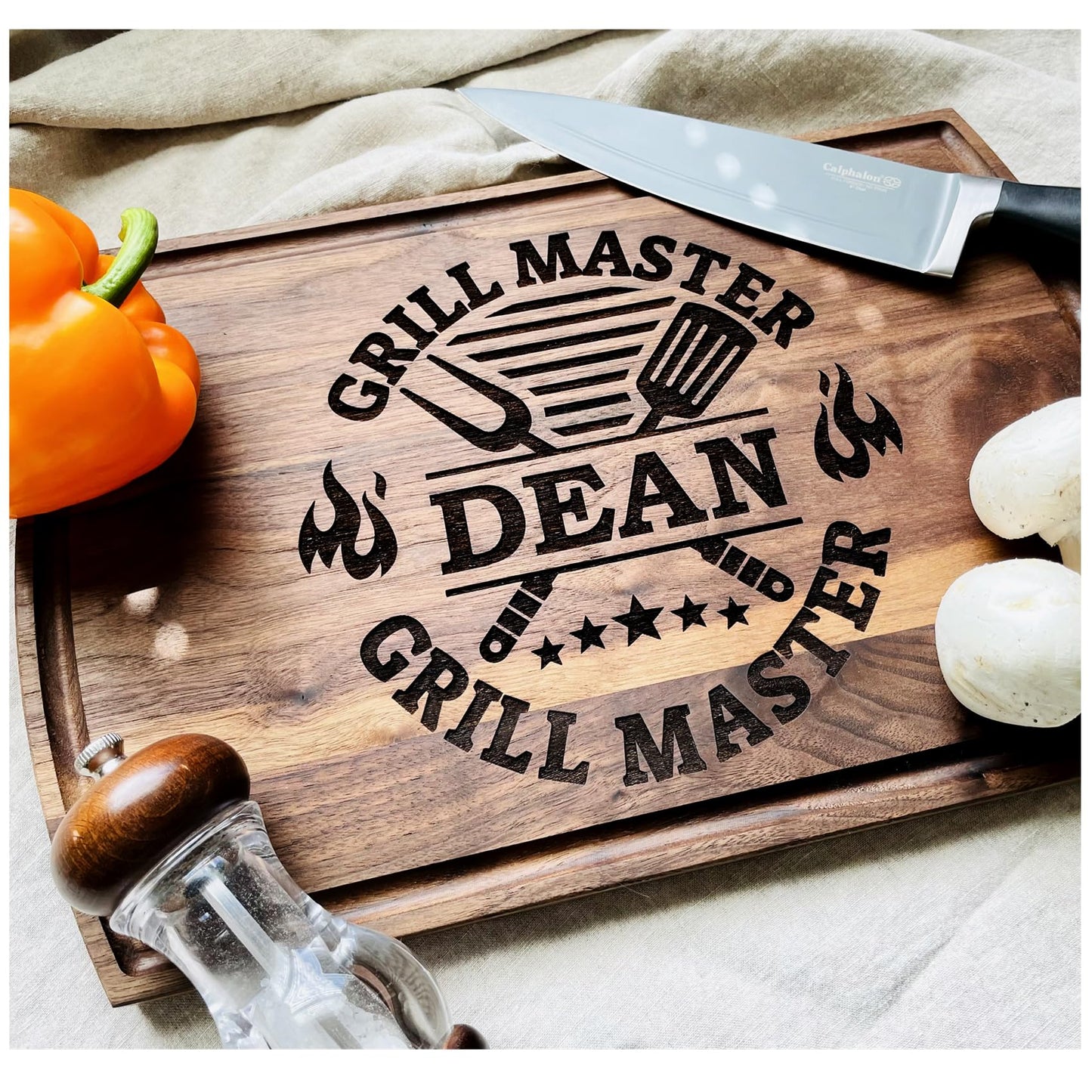 Personalized Grill Wood Cutting Board Handmade in USA – Best Serves as Chopping board, Charcuterie board, Cheese board – Unique Wooden Grilling Gift - WoodArtSupply