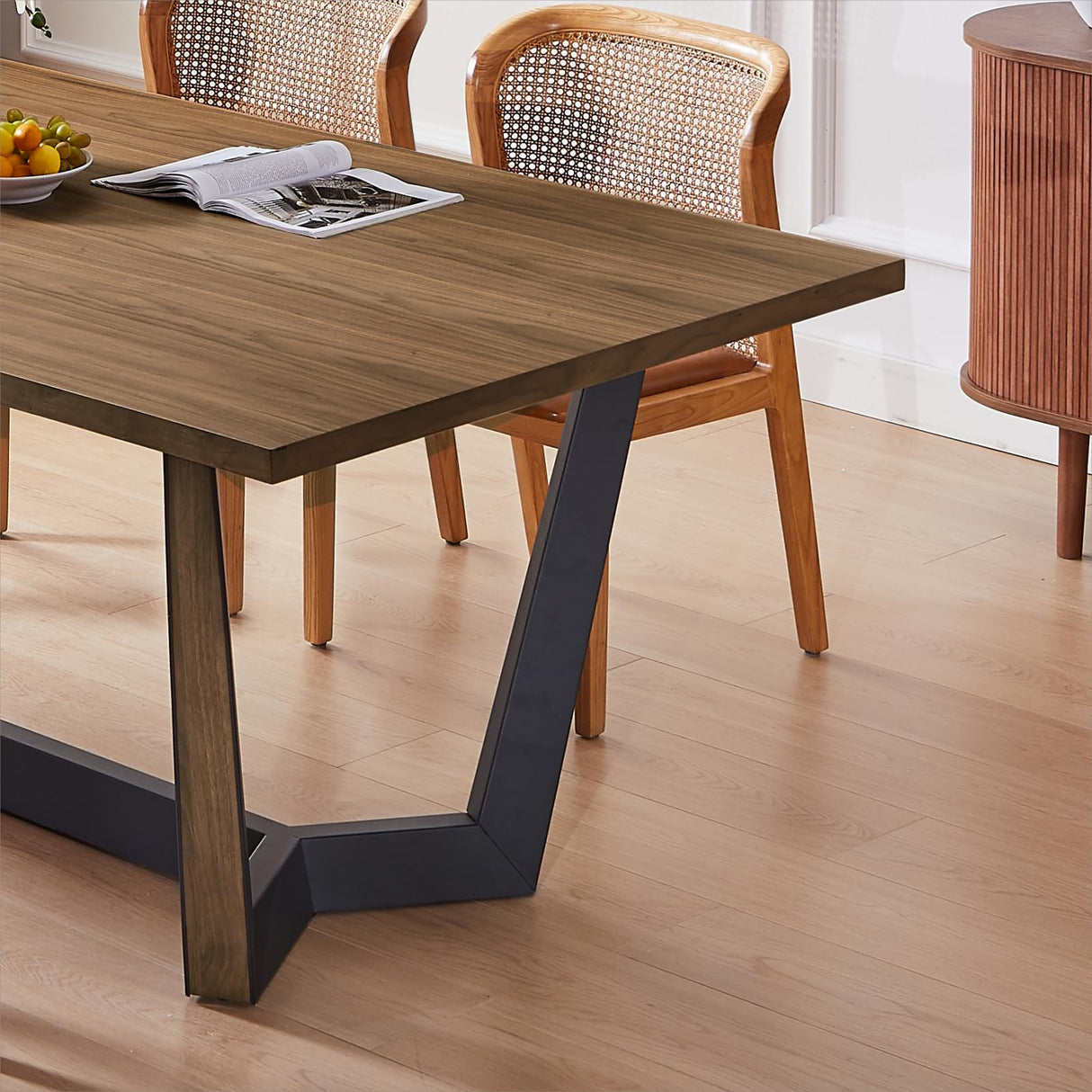 KEVINSPACE 86.81" Dining Table for 8-10 Person, ectangle Dining Table with Designed Legs, Mid Century Modern Dining Table for Kitchen Dining Room Dinner Walnut KEVINSPACE