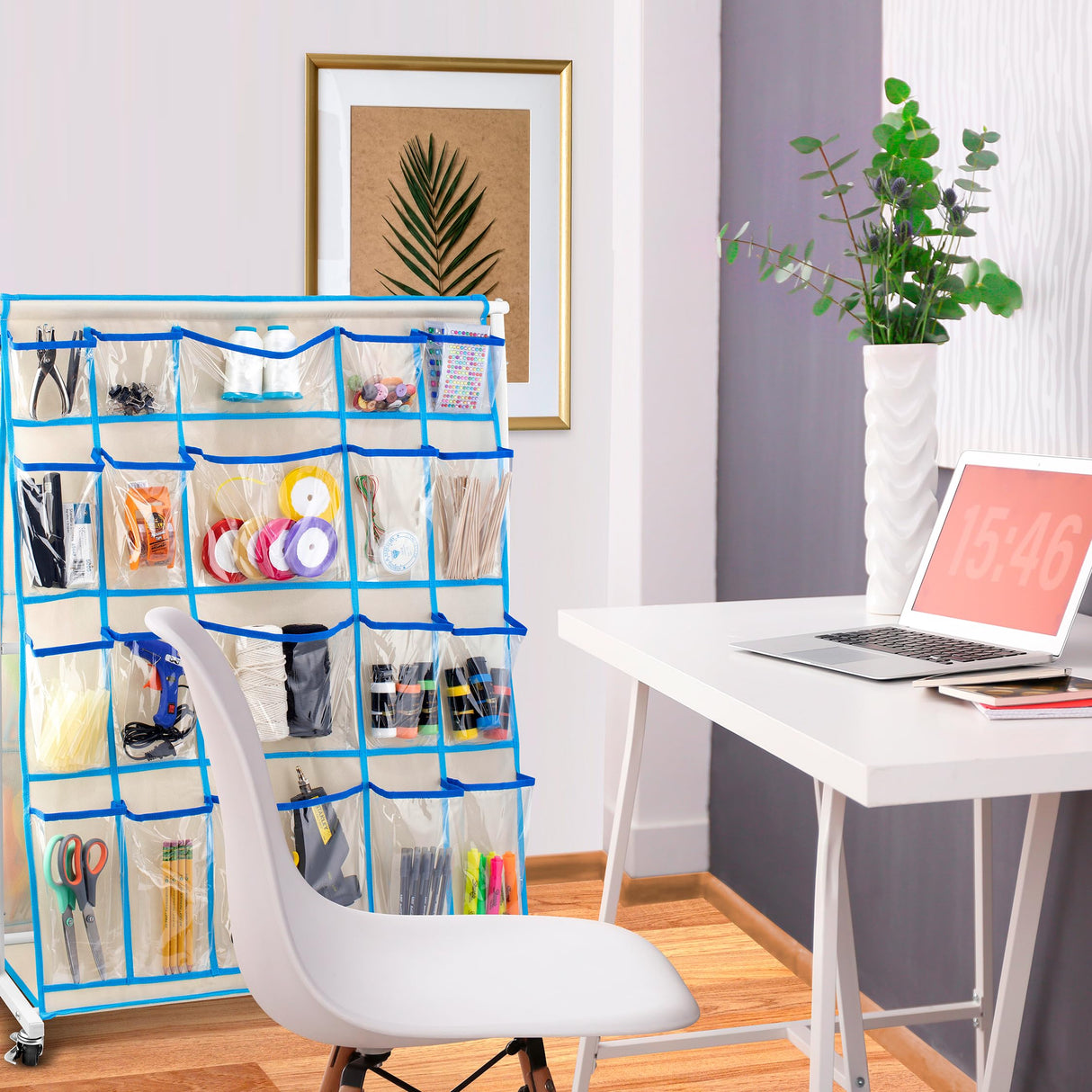 Craft Rolling Cart with Wheels - 40 Storage Pockets - Portable Organizer for Arts & Craft Supplies LC Crafts