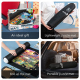 Sancallie Puzzle Mat Roll Jigsaw Storage Felt Mat, Jigroll Up to 1,500 Pieces with 4 Puzzle Trays, Material for Jigsaw Puzzle Player, Box with Drawstring Storage Bag Sancallie