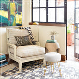 LUE BONA Vanity Stool, White Vanity Stools for Makeup Room, Round Ottoman Foot Stool, Velvet Footrest Vanity Chair for Bathroom Vanity, Bedroom, Living Room, Entryway, Offices LUE BONA