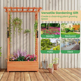 Giantex Set of 2 Raised Garden Bed with 2-Sided Trellis & Hanging Roof, Fir Wood Planter Box w/Drainage Holes, Freestanding Garden Planter for Flowers Herbs Climbing Vines (43.5" x 17.5" x 72") Giantex