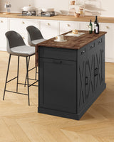 CHOEZON 51.2" Movable Kitchen Island Table with Foldable Top, Kitchen Island Cart with Storage, Trash Bin Cabinet, 2 Drawers, Spice Rack, Shelf Adjustable, Black and Rustic Brown MZD03BF CHOEZON