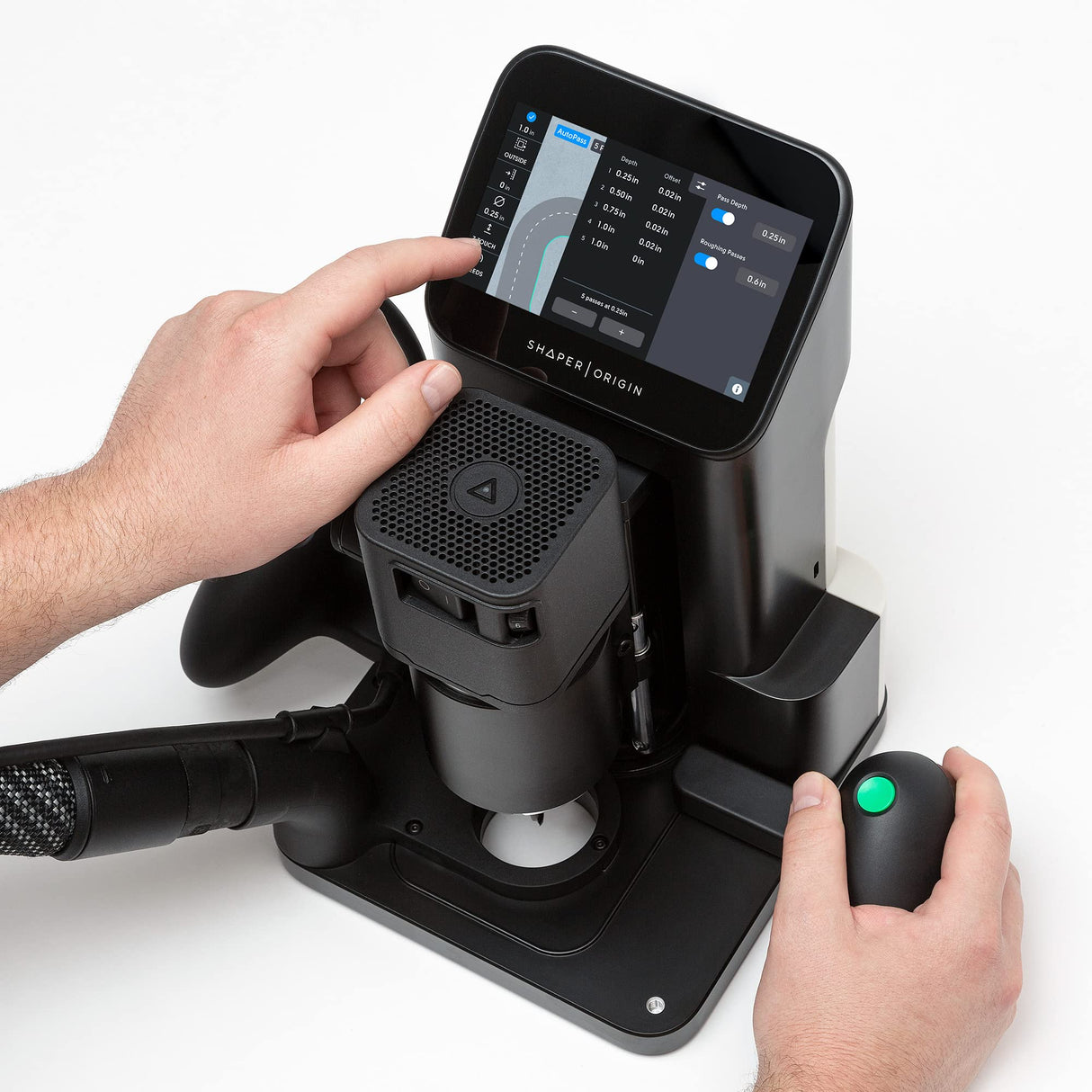 Shaper Origin Handheld CNC Router - CNC Level Precision Cutting - Portable - Inlays, Custom Joinery, Engraving, Lettering, Fine Woodworking, Depth SHAPER