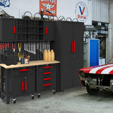 GSTANDARD 6 Piece Garage Cabinets Storage System: Includes Steel Cabinets, Drawers, Rolling Chest and Pegboard, Garage Workbench with Storage - Perfect for Organizing Garage and Tools, Black GSTANDARD