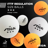 STIGA Performance 4 Player Ping Pong Paddle Set of 4 – Table Tennis Rackets, 6 – 3 Star Orange and White Balls Stiga