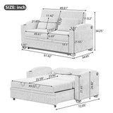 Merax 61.6" Pull Out Sleeper Sofa Bed, Modern Chenille Convertible Loveseat Sofa with Adjsutable Backrest, 2 Pillows, Cup Holders, USB Ports for Living Room, Apartment, Gray Merax