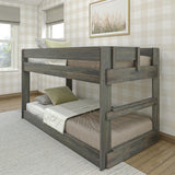 Max & Lily Modern Farmhouse Low Bunk Bed, Twin-Over-Twin Bed Frame For Kids, Driftwood Max & Lily