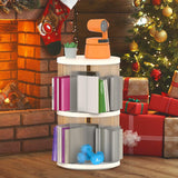 Zream 2 Tier Rotating Bookshelf, Revolving Bookcase 360 Display Spinning Bookshelf Tower, Small Corner Bookshelf for Small Space, Narrow Book Shelf Organizer for Playroom, Bedroom, Living Room Zream