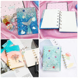 NiArt A4 Large Notebook Cover Epoxy Resin Silicone Molds A4,A5,A6,A7 Bookmark 40PCS Loose Leaf Binder Rings Kit DIY Casting Tool Handmade Agate Art Craft Soft Shiny Glossy Finish Easy Unmold Journal NiArt