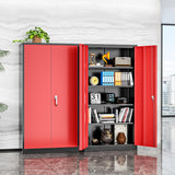 INTERGREAT Storage Cabinet, 72” Black Red Garage Steel Locking Cabinet with Doors and 4 Adjustable Shelves, Tall Lockable File &Tool Cabinet for Home Office, Metal Classroom Cabinet Basement INTERGREAT