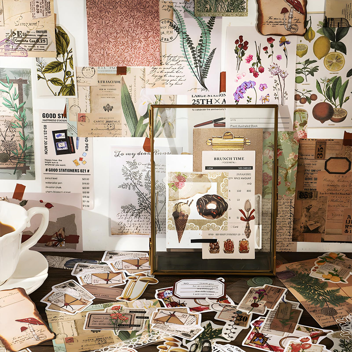 Teniinet 260 PCS Vintage Scrapbooking Supplies Aesthetic Journaling Kit,Large Collection for Bullet Junk Journals,Arts Craft Collage,Ephemera Adults,Beginners,Girls Teenage School Style(Flowers) Teniinet