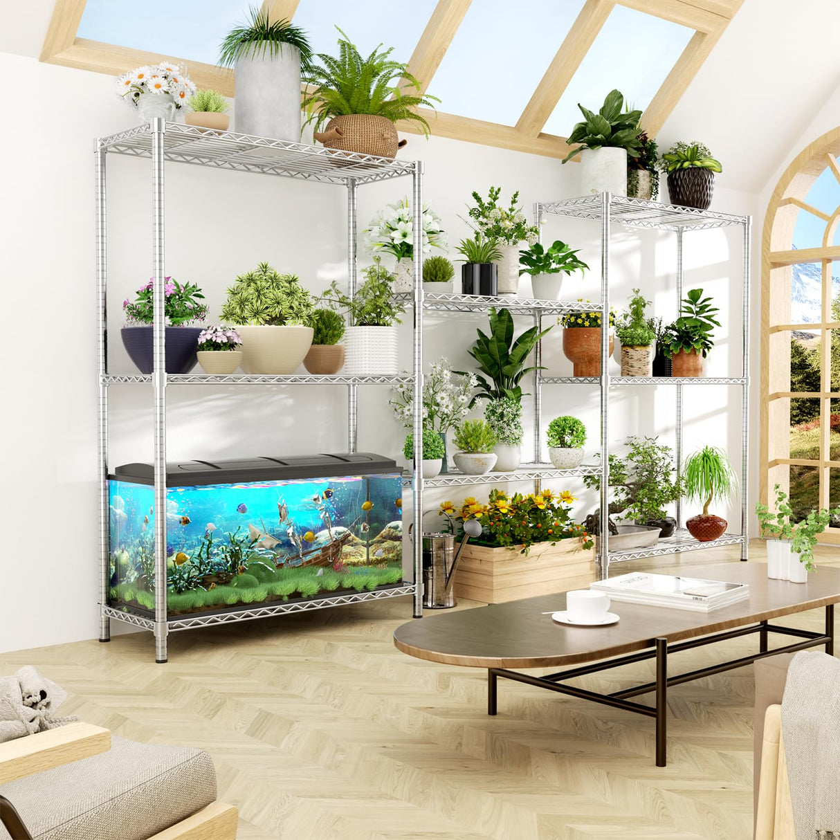 MODCART Storage Shelves, 36" L x 14" W x 54" H Heavy Duty Garage Wire Shelving Unit Loads 1400LBS, 4-Tier Adjustable Metal Industrial Utility Shelf Rack for Kitchen, Laundry Room, Basement MODCART