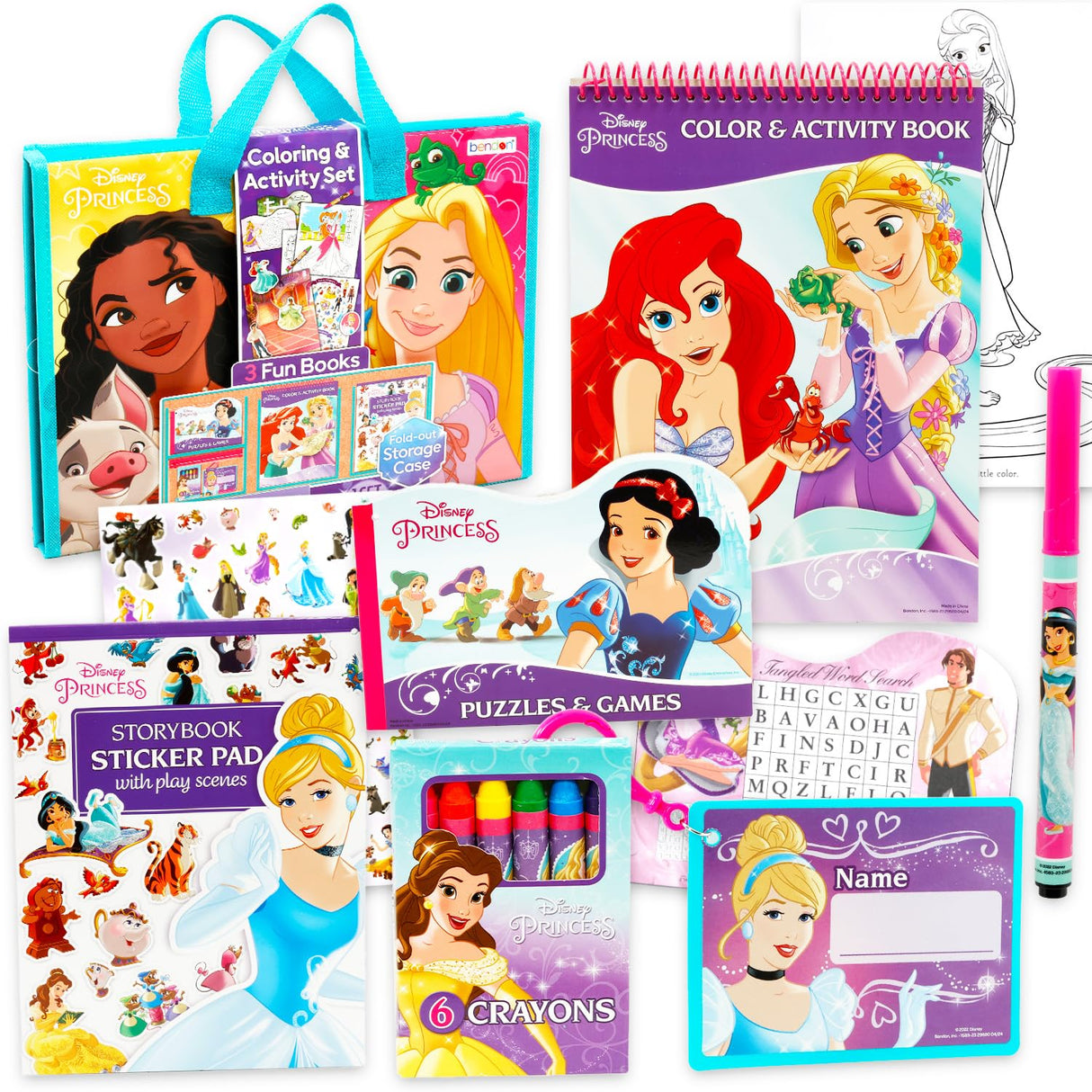 Disney Princess Ultimate Activity Set - Arts and Crafts Portfolio with Coloring Books, Stickers, Games, Puzzles, Drawing and More | Disney Princess Activities for Girls, Kids Disney