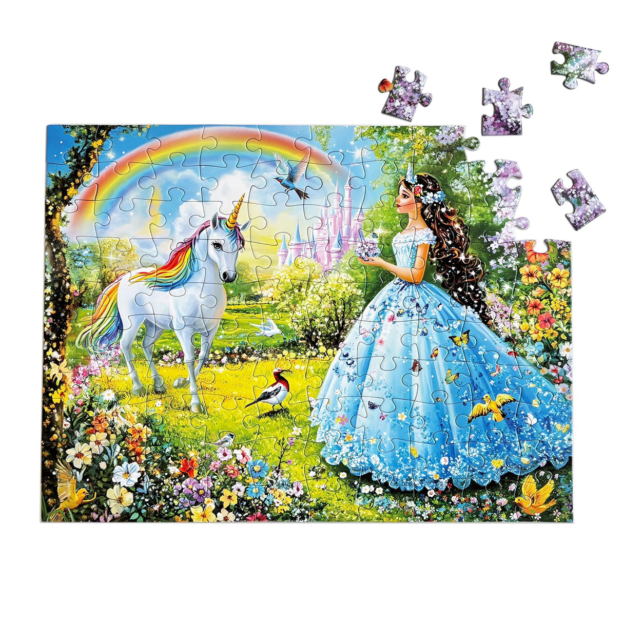 Fishwisdom Pack of 2, 100 Piece Jigsaw Puzzles for Adults and Teens and Kids Family Happy Games Princess Unicorns Puzzles fishwisdom
