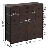 REAHOME 11 Drawer Dresser for Bedroom Faux Leather Chest of Drawers Fabric Dresser with Wooden Top Storage Organizer Unit for Living Room Hallway Entryway Closets (Rustic Brown) REAHOME