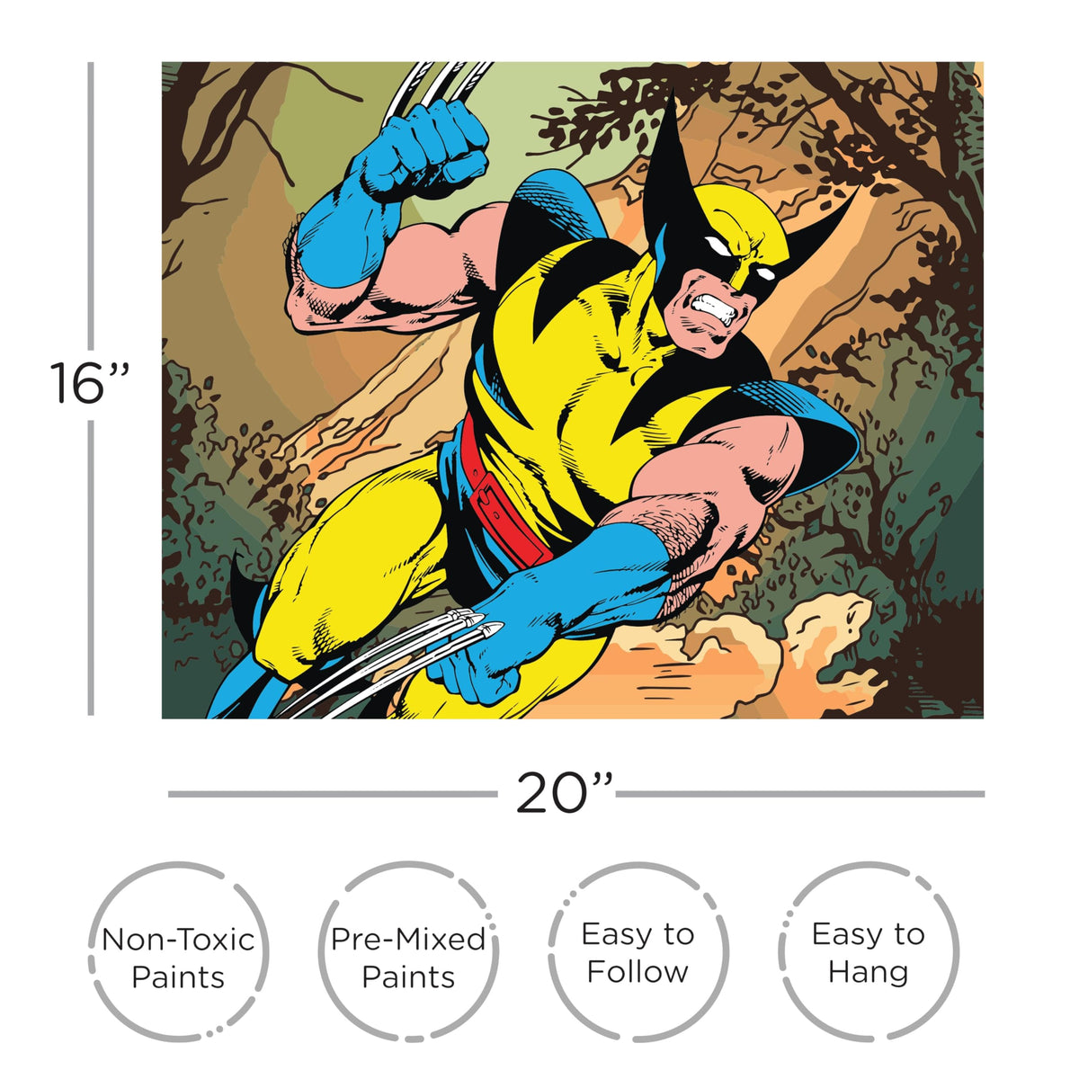 AQUARIUS Wolverine Art by Numbers- Art by Numbers - 16 x 20 inches Marvel Deadpool Themed Paint by Number for Adults & Kids - DIY Color by Number Paint Kit for Beginner - Officially Licensed AQUARIUS
