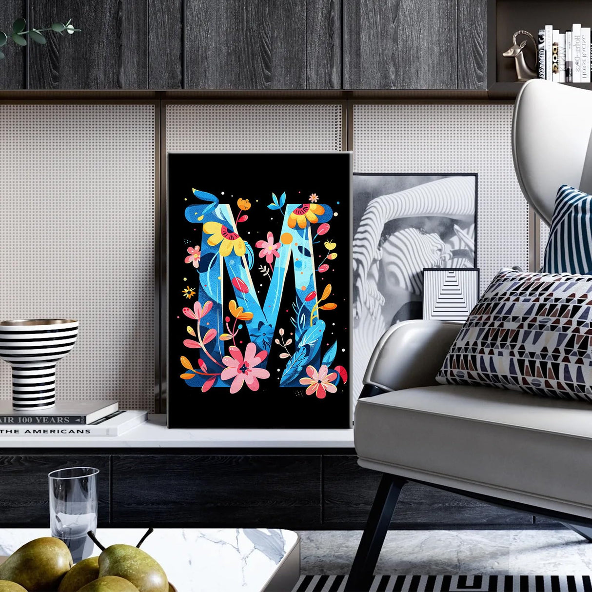 HeeBenor Easy Paint by Numbers Kit for Adults Beginner with Frame, DIY Letter Paint by Number with Easel, Adult Paint by Number Kits on Canvas Framed 8x12 Inch for Home Decor, M HeeBenor