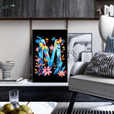 HeeBenor Easy Paint by Numbers Kit for Adults Beginner with Frame, DIY Letter Paint by Number with Easel, Adult Paint by Number Kits on Canvas Framed 8x12 Inch for Home Decor, M HeeBenor